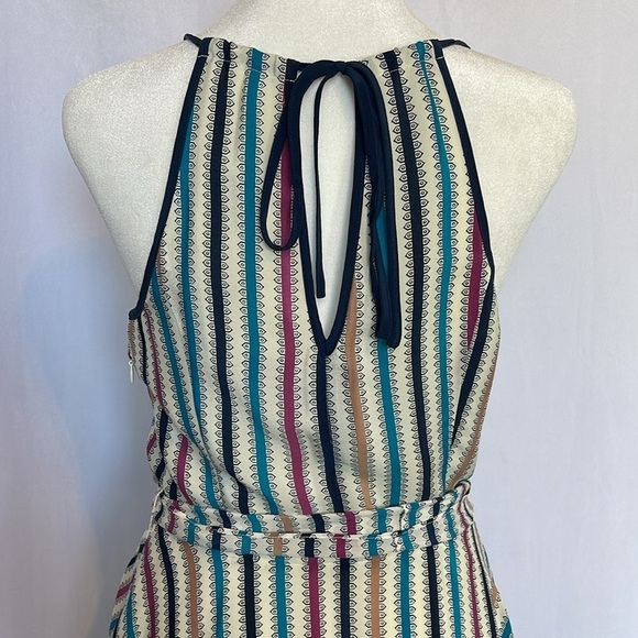 Anthropologie "Girls From Savoy" Midi Striped Silk Dress Sz 4 Coastal Party EUC - Picture 7 of 14